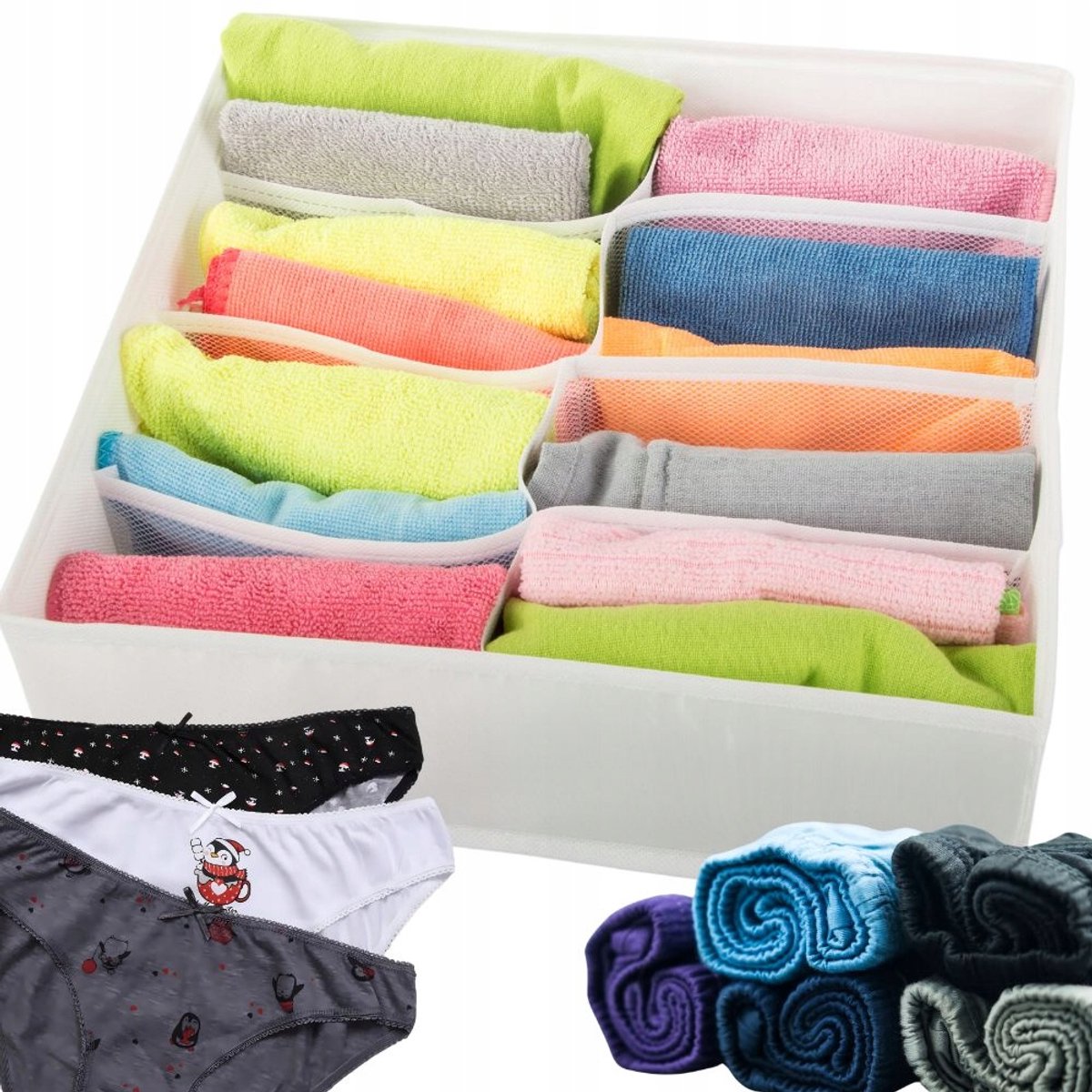 Opbergbox met 8 vakken voor lades en kasten - Wit