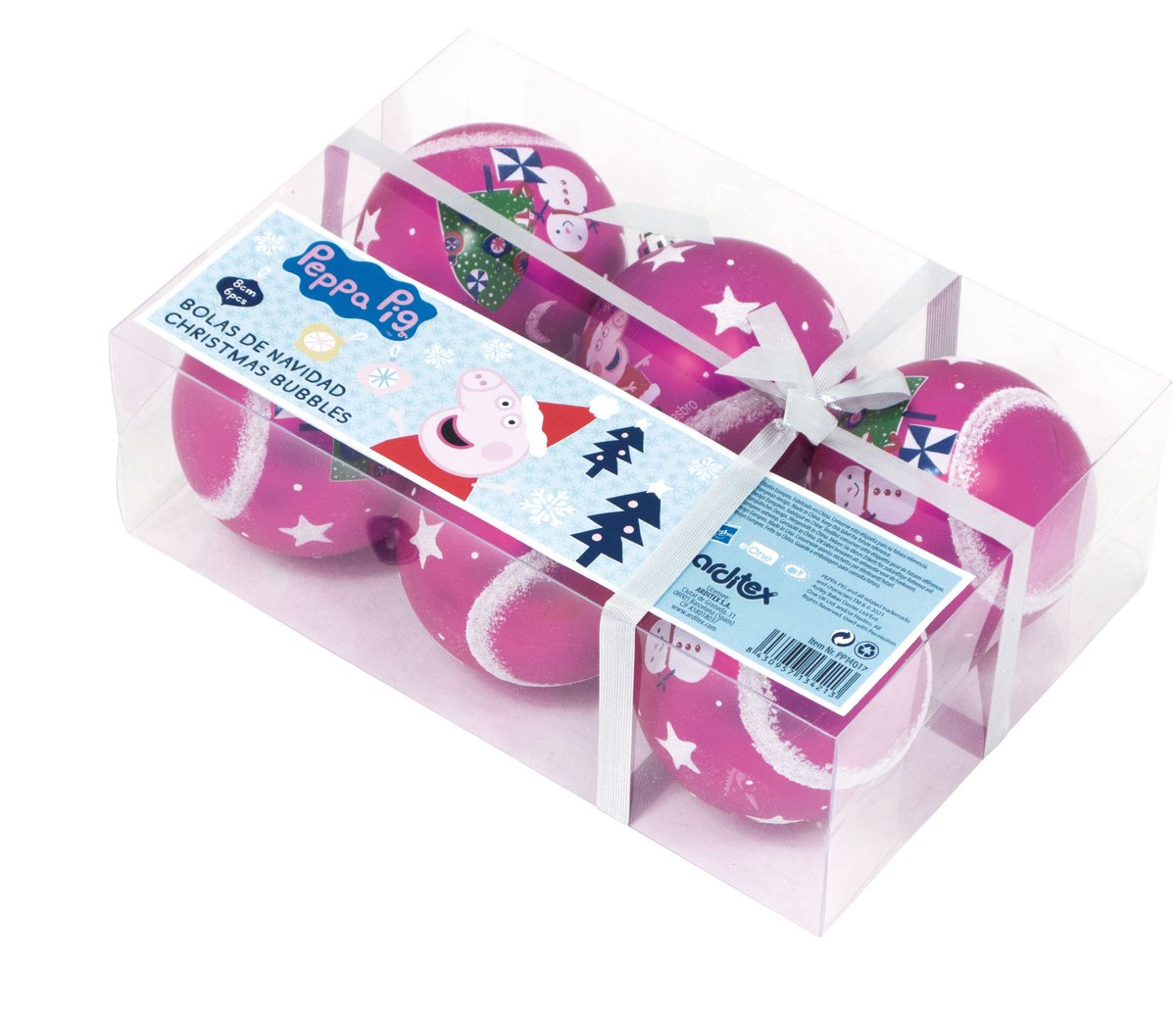 Kerstbal Peppa Pig Cosy corner Fuchsia 6 Stuks Plastic (Ø 8 cm)