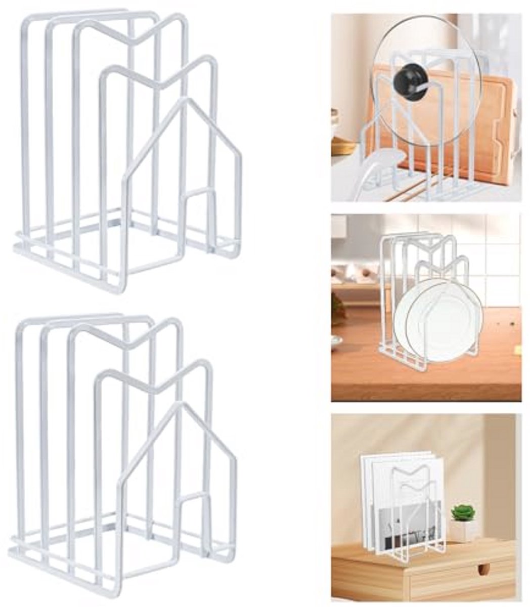 Snijplankhouder en Organizer voor Keuken - Zwart, 2 Stuks, Duurzaam IJzer