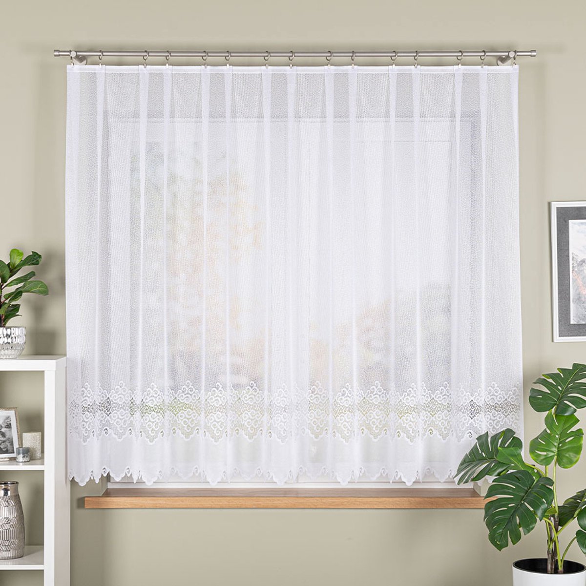 Markizeta Modesta Serie - Jacquard Kant-en-klaar Gordijn - 300x160 cm - Wit