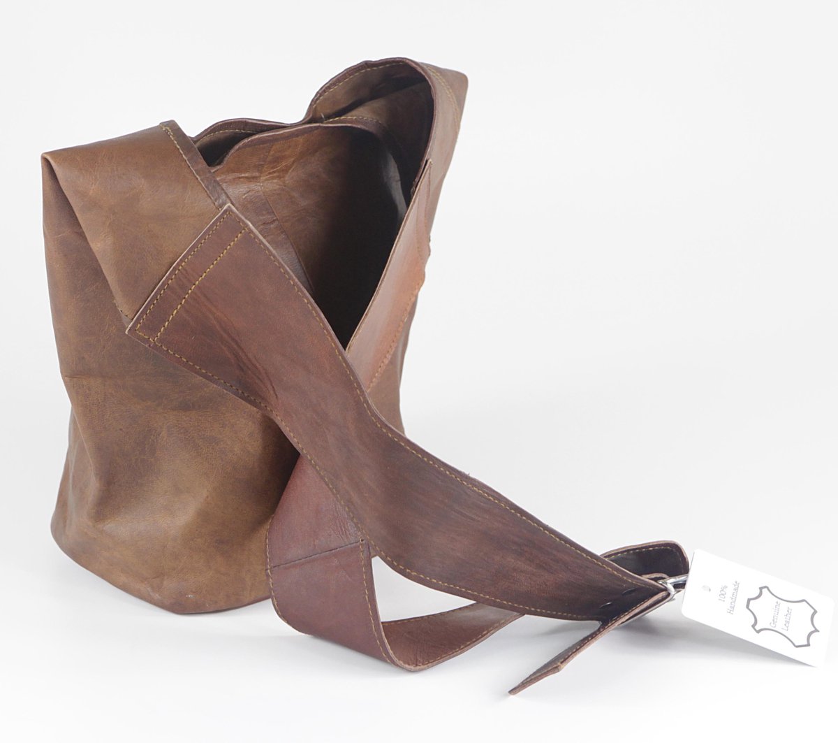 Hobo Tas - Tote ANDALUCIA Urban Chique - Bruin Echt Leer – 36 x 28 x 10 cm - Damestas ECHT LEER - Handgemaakt MODEL 0219