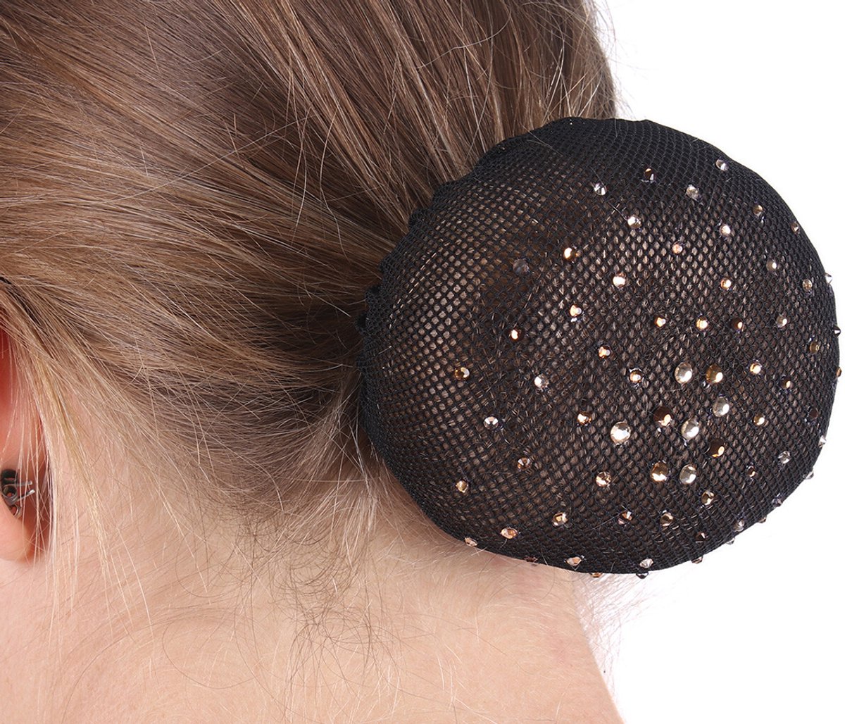 Qhp Haarnetje Qhp Rhinestone Zwart-bruin