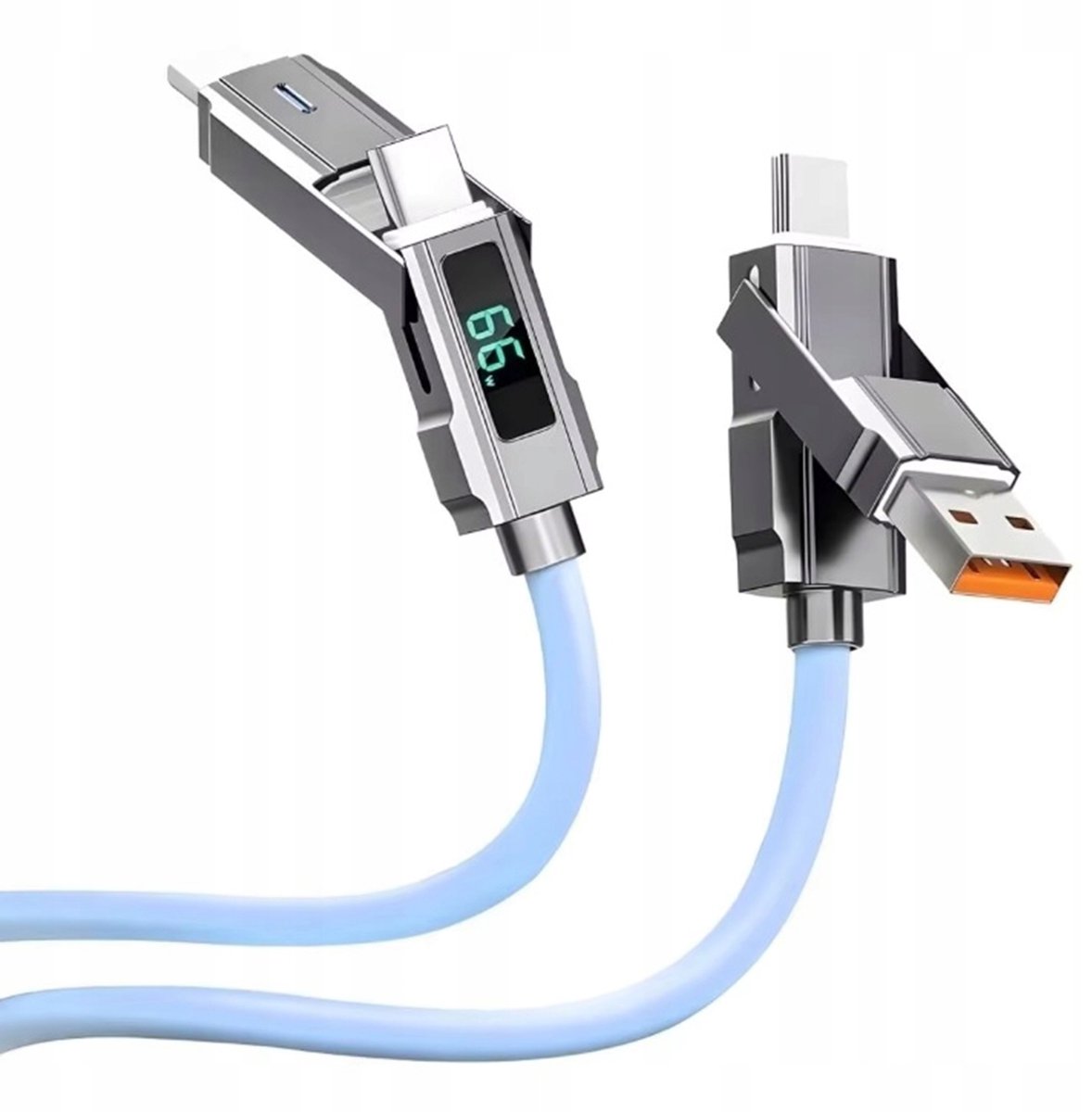 4-in-1 Laadkabel USB/USB-C/Lightning 1m 66W met LED Display