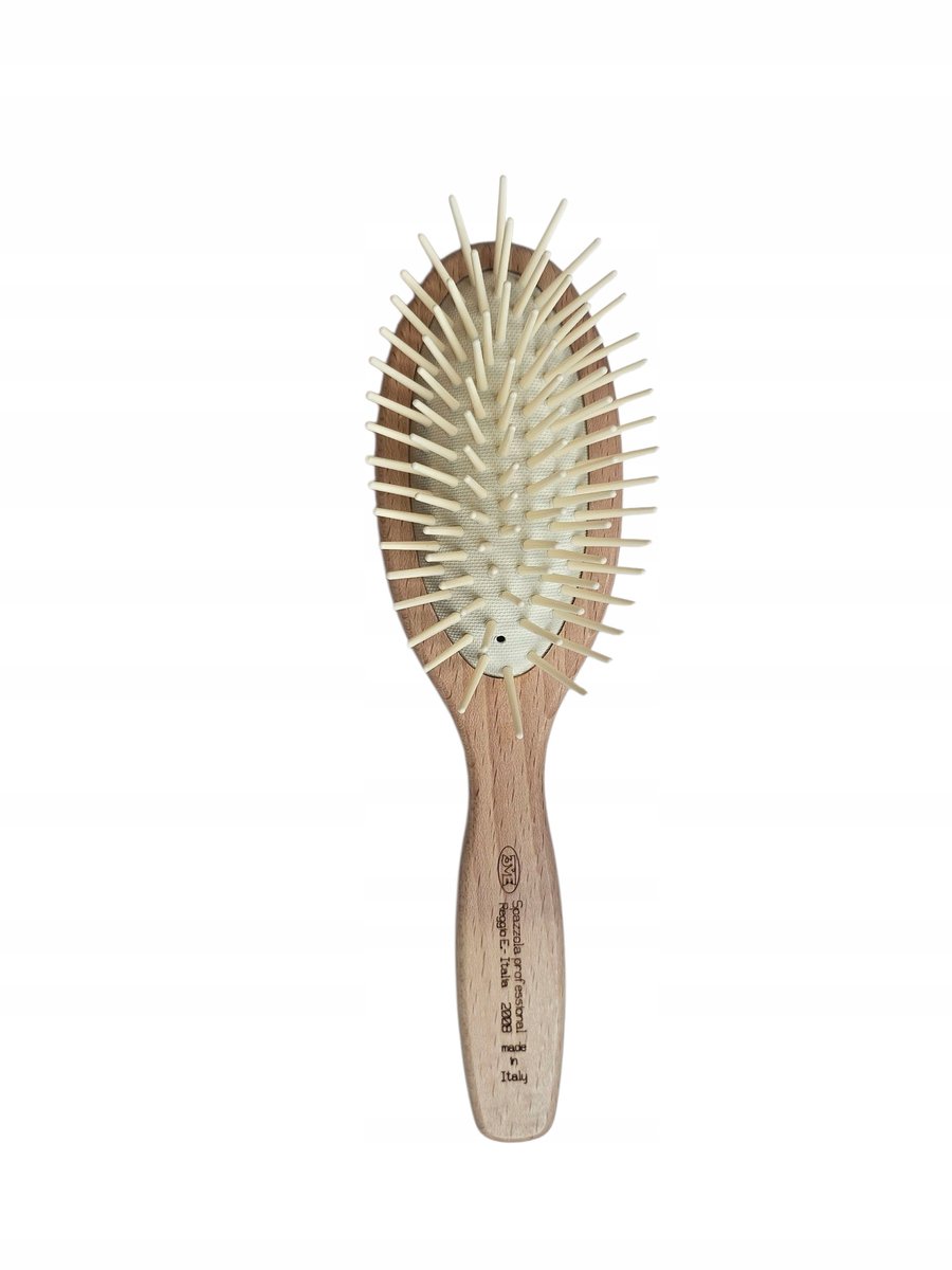 Houten Platte Haarborstel met Zachte Pinnen - 8x4cm
