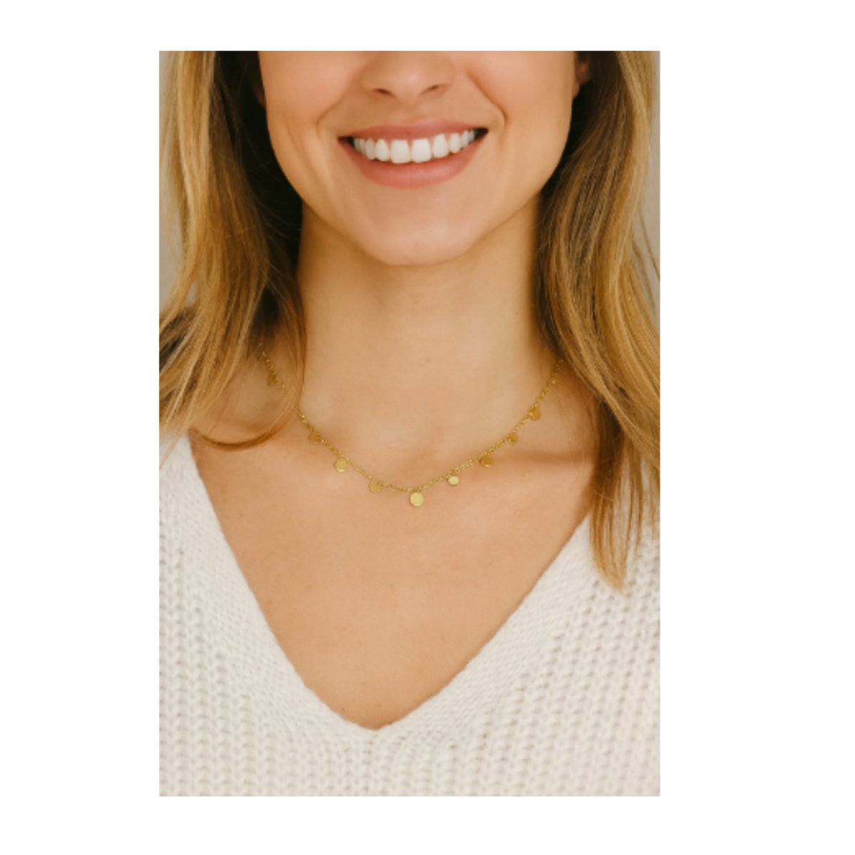 Goudkleurige - Ketting - Ronde bedels - Minimalistisch - Verstelbaar - Roestvrij staal - Boho & Trendy - Dames