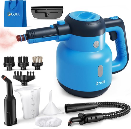 BOLLIT 1500W Stoomreiniger - Handstomer - Vlekkenreiniger - Handstoomreiniger - Tapijtreiniger - Steam Cleaner - Stoomreinigers - Incl. Opbergtas - Krachtig Stoomapparaat - Vloer, Bank, Tapijt Badkamer & Keuken