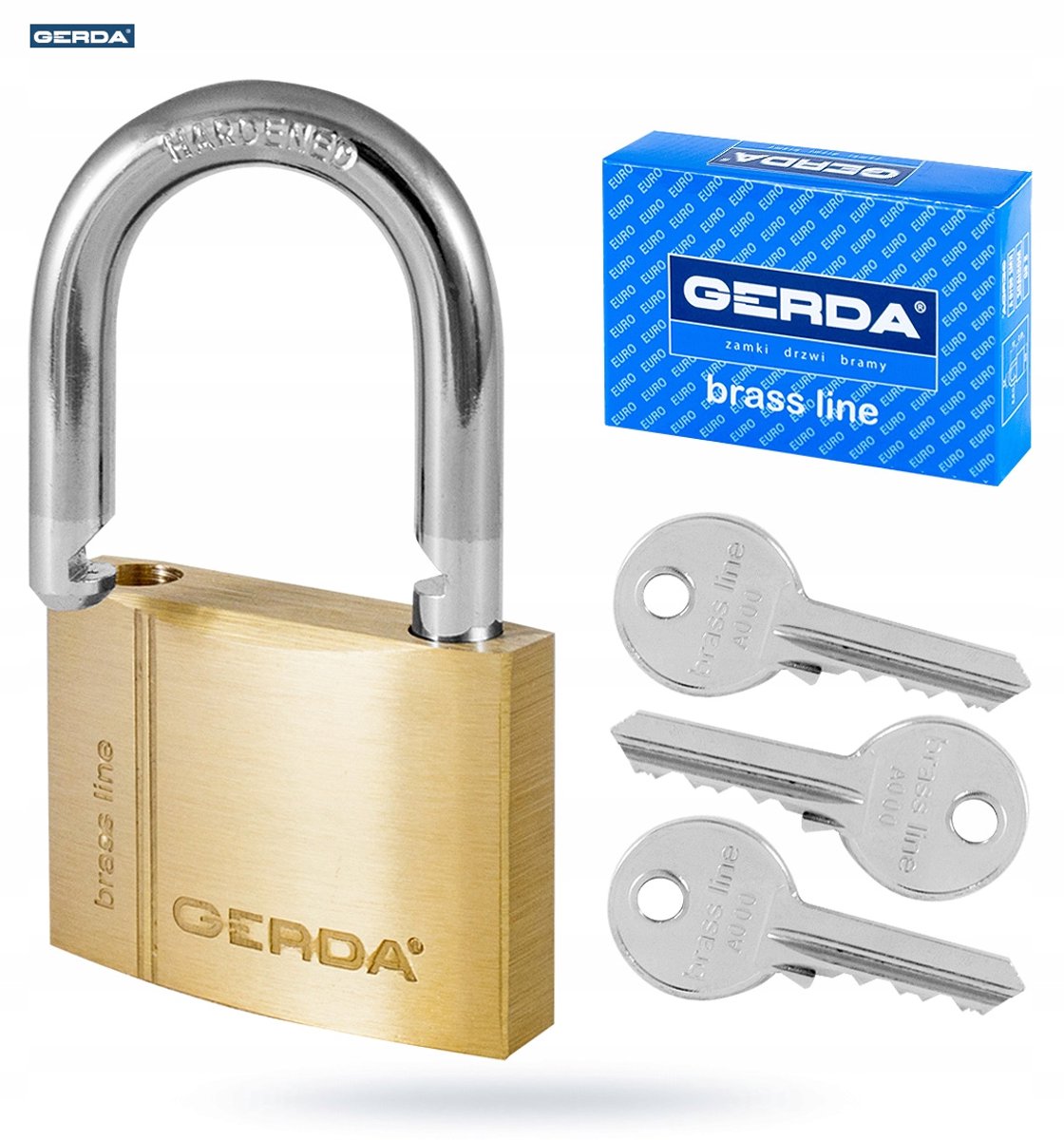 Gerda KMZ S40 hangslot - messing, systeem met één sleutel