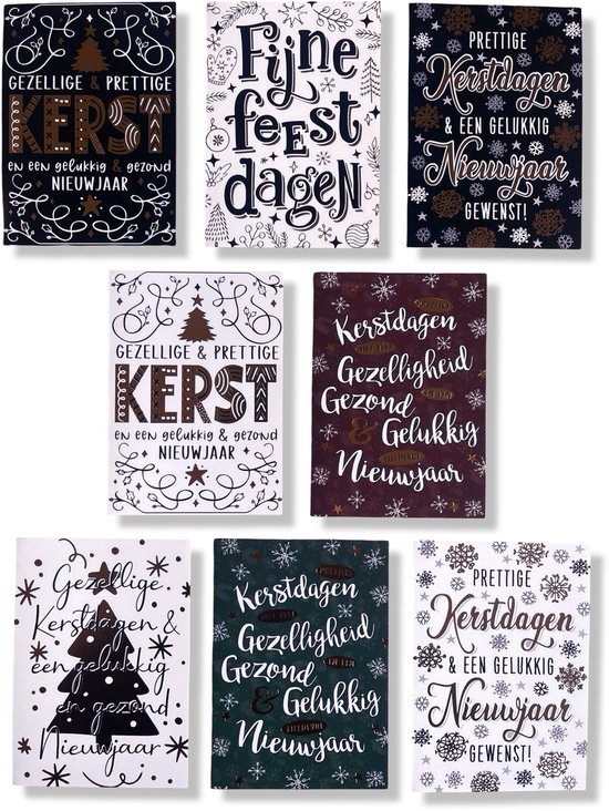 50 Cards en Crafts Kerst- en Nieuwjaarskaarten met Pen - 9,5x14cm - 10 x 5 dubbele kaarten met enveloppen - serie Santa 2