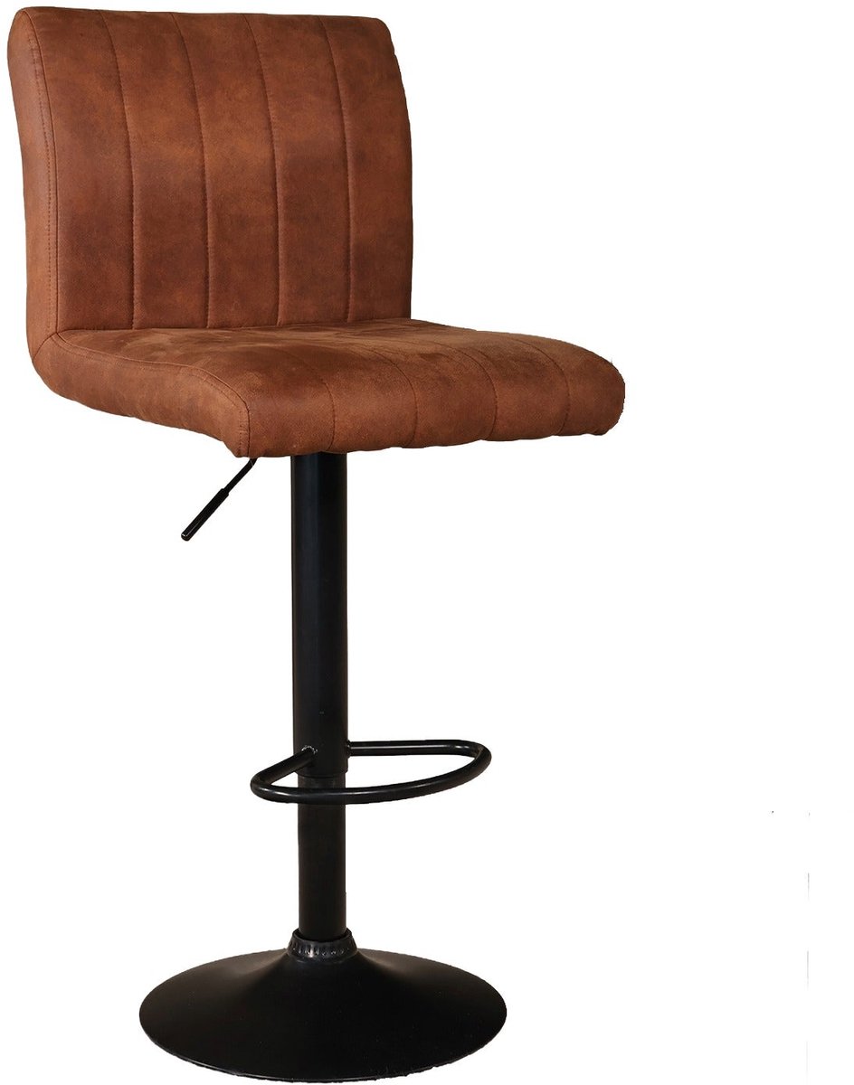 Lizzely Garden & Living Barkruk Anel met rugleuning: cognac barstoel met zwart onderstel Cognac met zwart onderstel