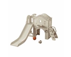 Speeltoestel Toren 3 in 1 Nature Grijs/Wit voor kinderen met glijbaan geschikt voor binnen en buiten in de tuin