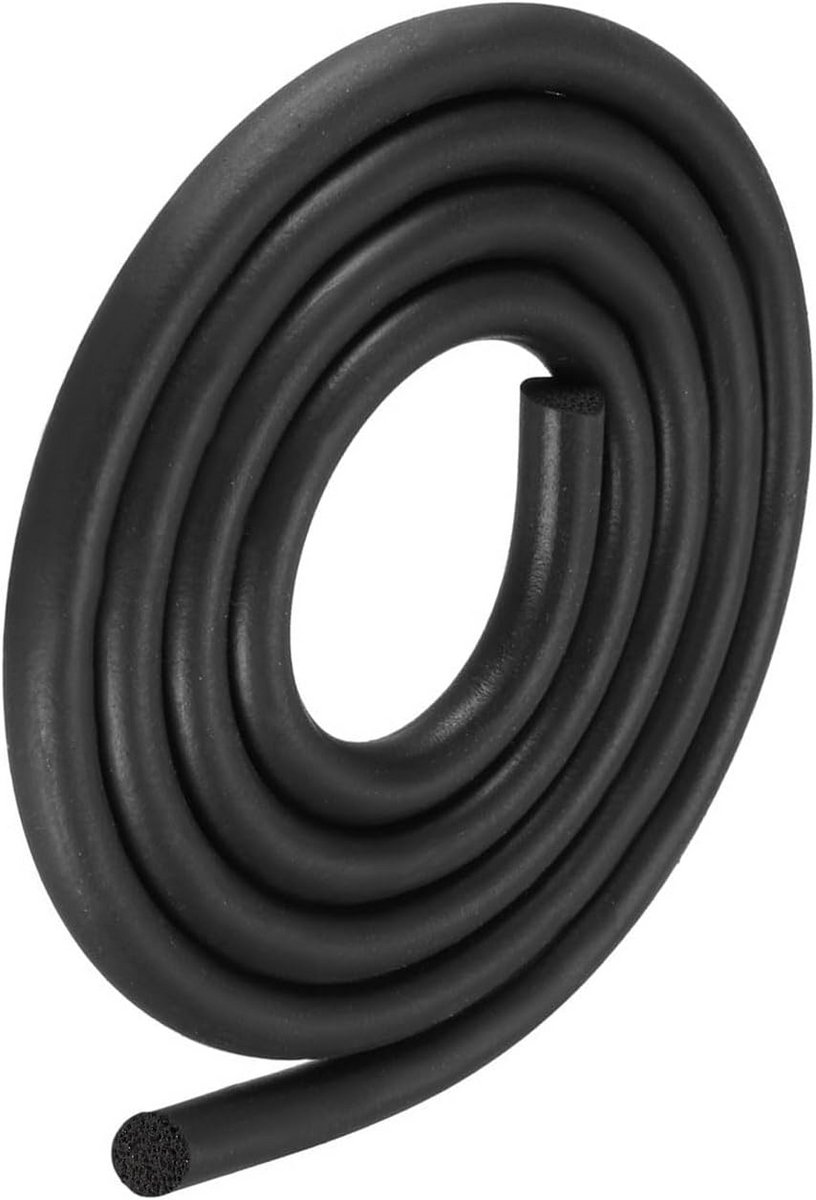 Foamrubber weersomlijst strips 10mm x 2m EPDM rubber rond zwart
