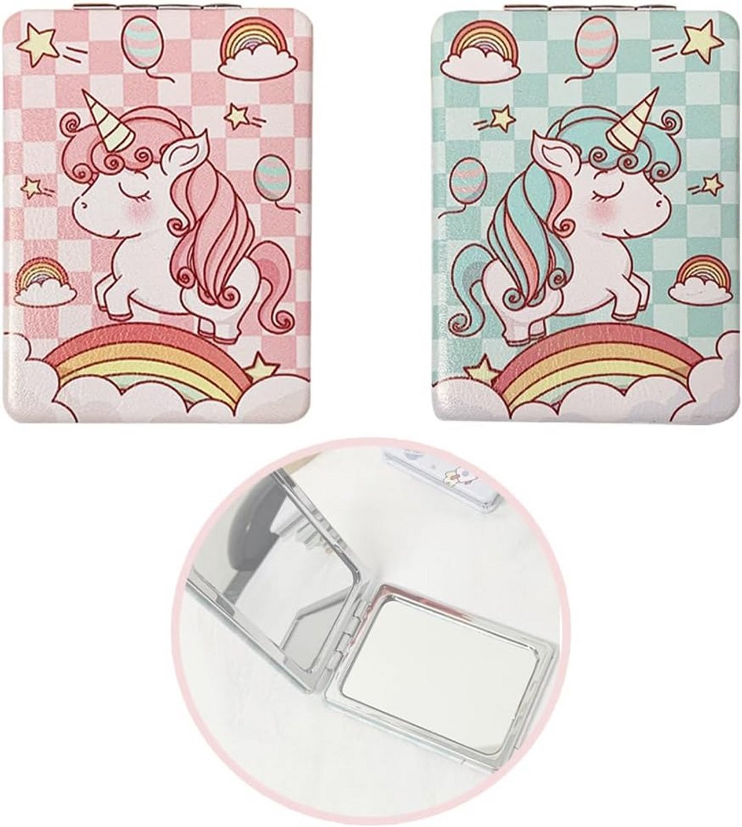Draagbare dubbelzijdige zakspiegel - Vergroot 1x/2x - Compacte reisspiegel voor make-up