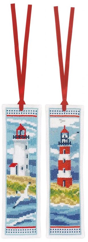 Vervaco - Bladwijzer kit - Vuurtorens set van 2 - PN-0194269 - Borduren - Borduurpakket - Borduurpakket volwassenen - Borduurpakket kind