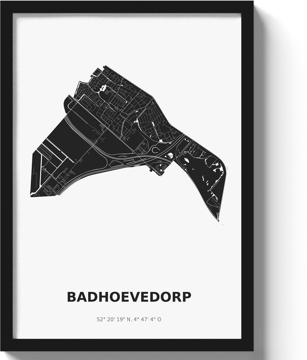 Poster Badhoevedorp A3 - 30 x 42 cm - Zwart/Wit (Exclusief Lijst)