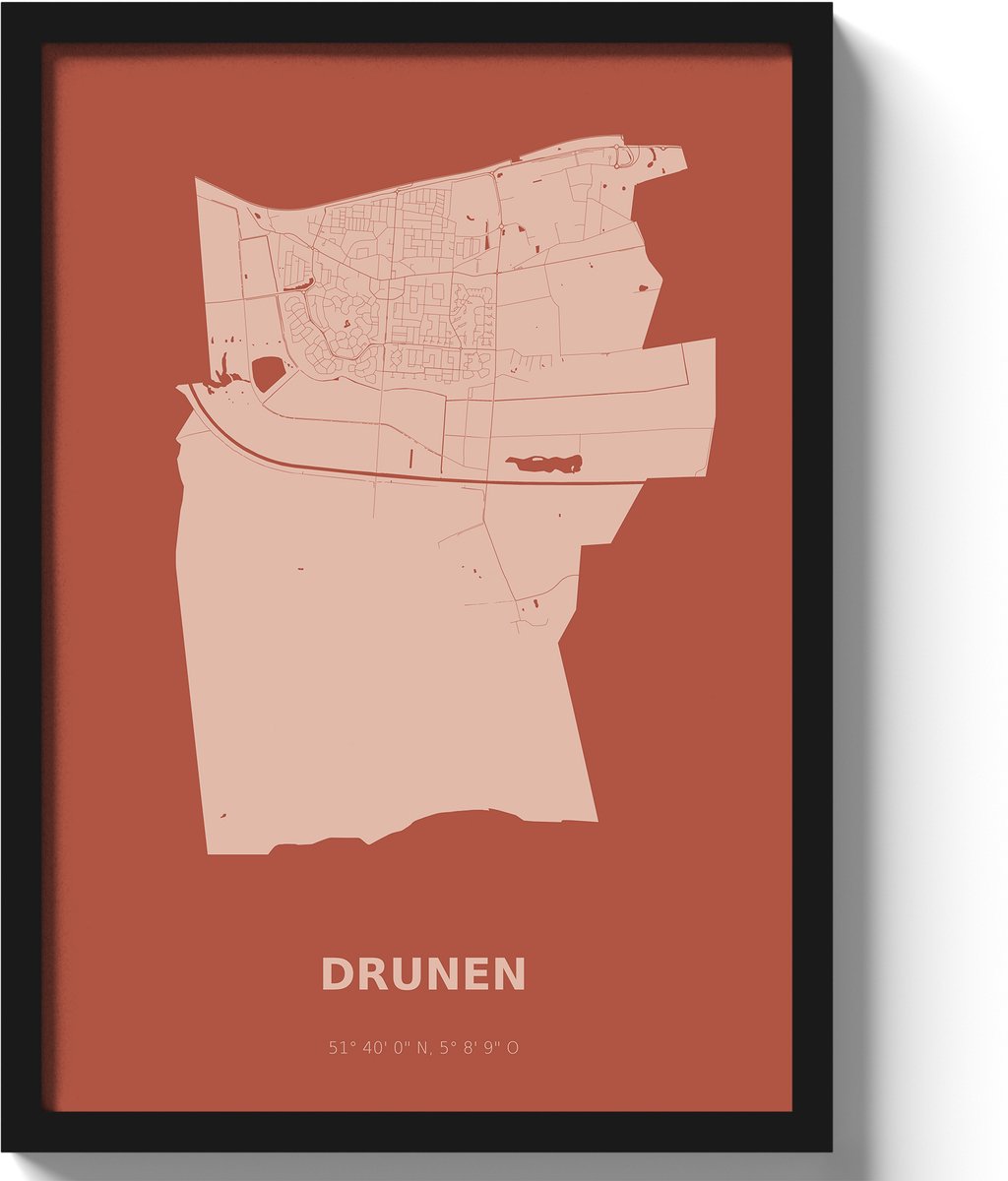 Poster Deurne A3 - 30 x 42 cm - Rood (Exclusief Lijst)