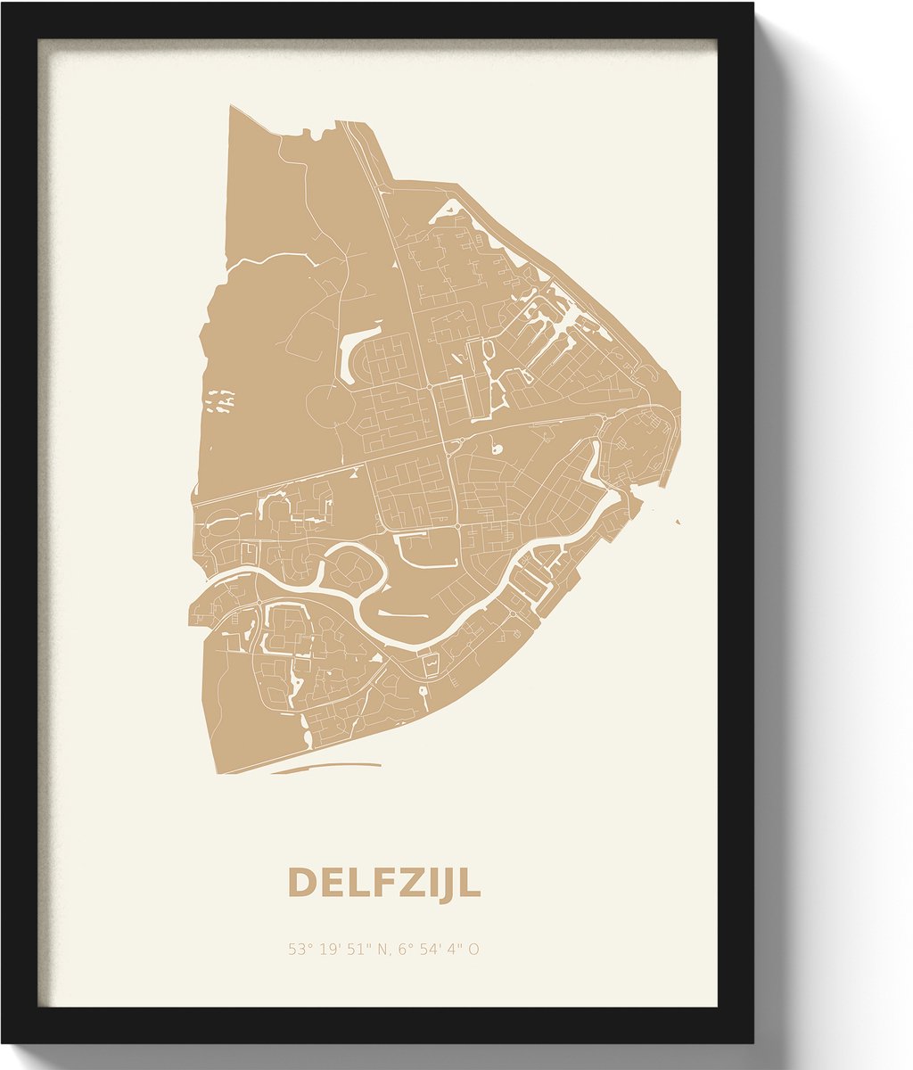 Poster Delfzijl A3 - 30 x 42 cm - Beige (Exclusief Lijst)