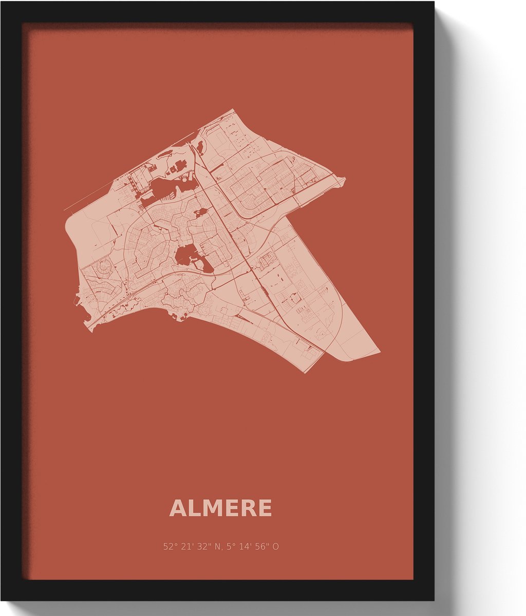Poster Almere A3 - 30 x 42 cm - Rood (Exclusief Lijst)
