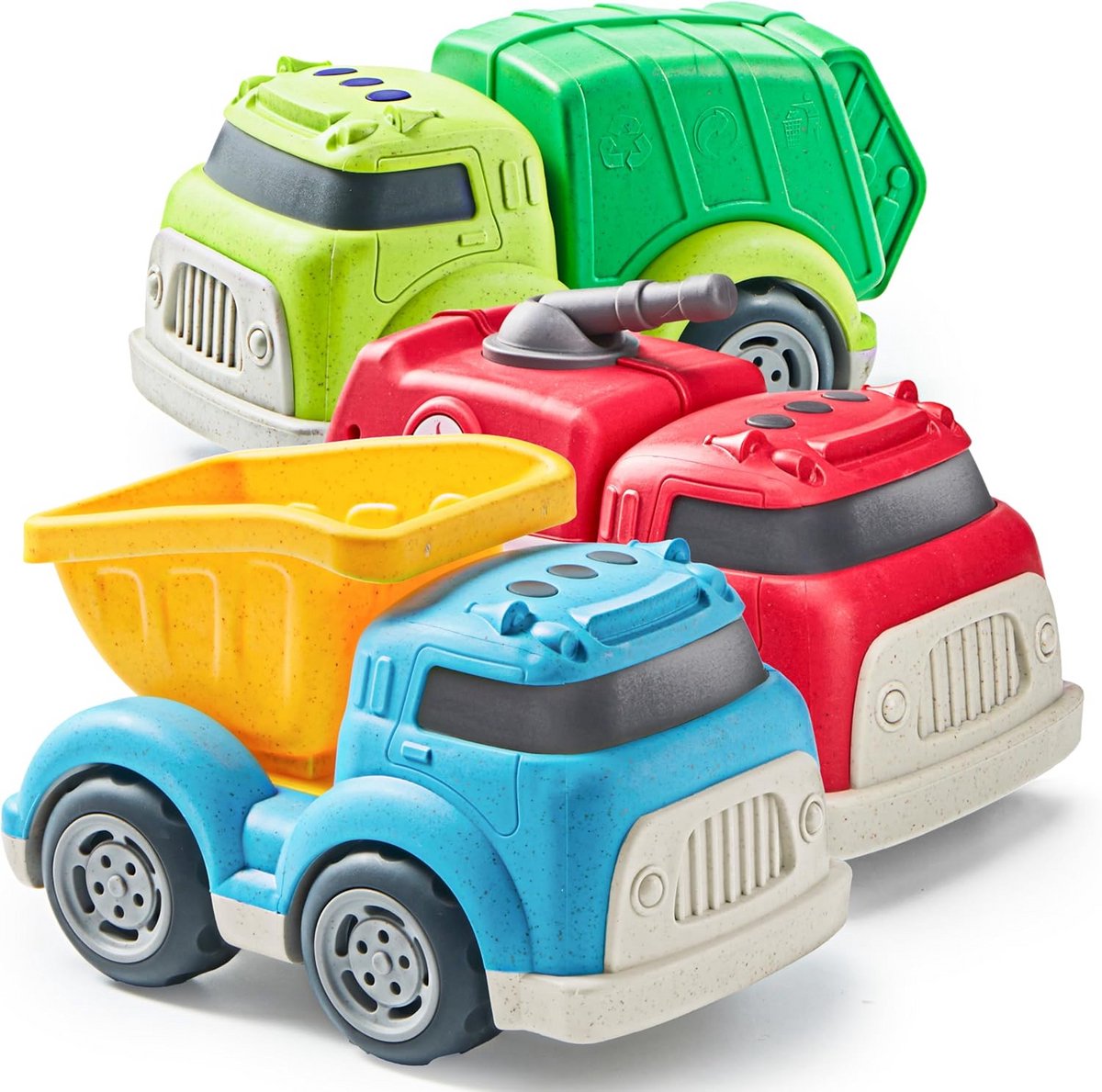 Set van 3 tarweplastic bouwauto's - bulldozer, graafmachine en tractortrekker