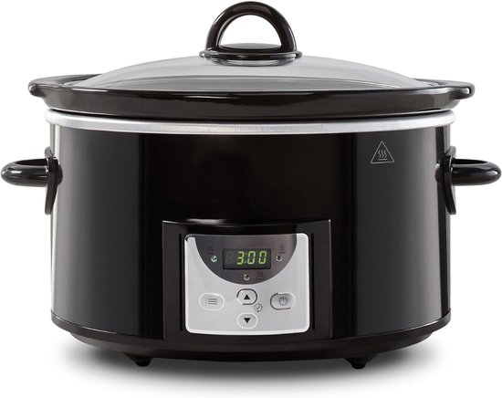 RVV® Slowcooker met timer - Slowcooker - Crockpot - Zwart - 31cm x 22cm x 30cm