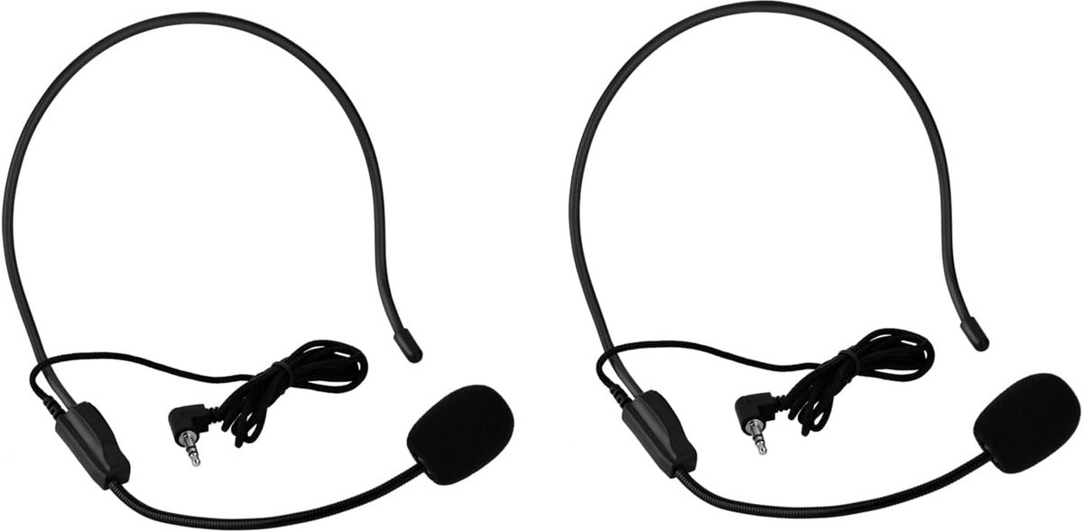 Hoofdbandmicrofoon met Kabel 3,5mm voor Presentaties en Onderwijs – 2 Stuks