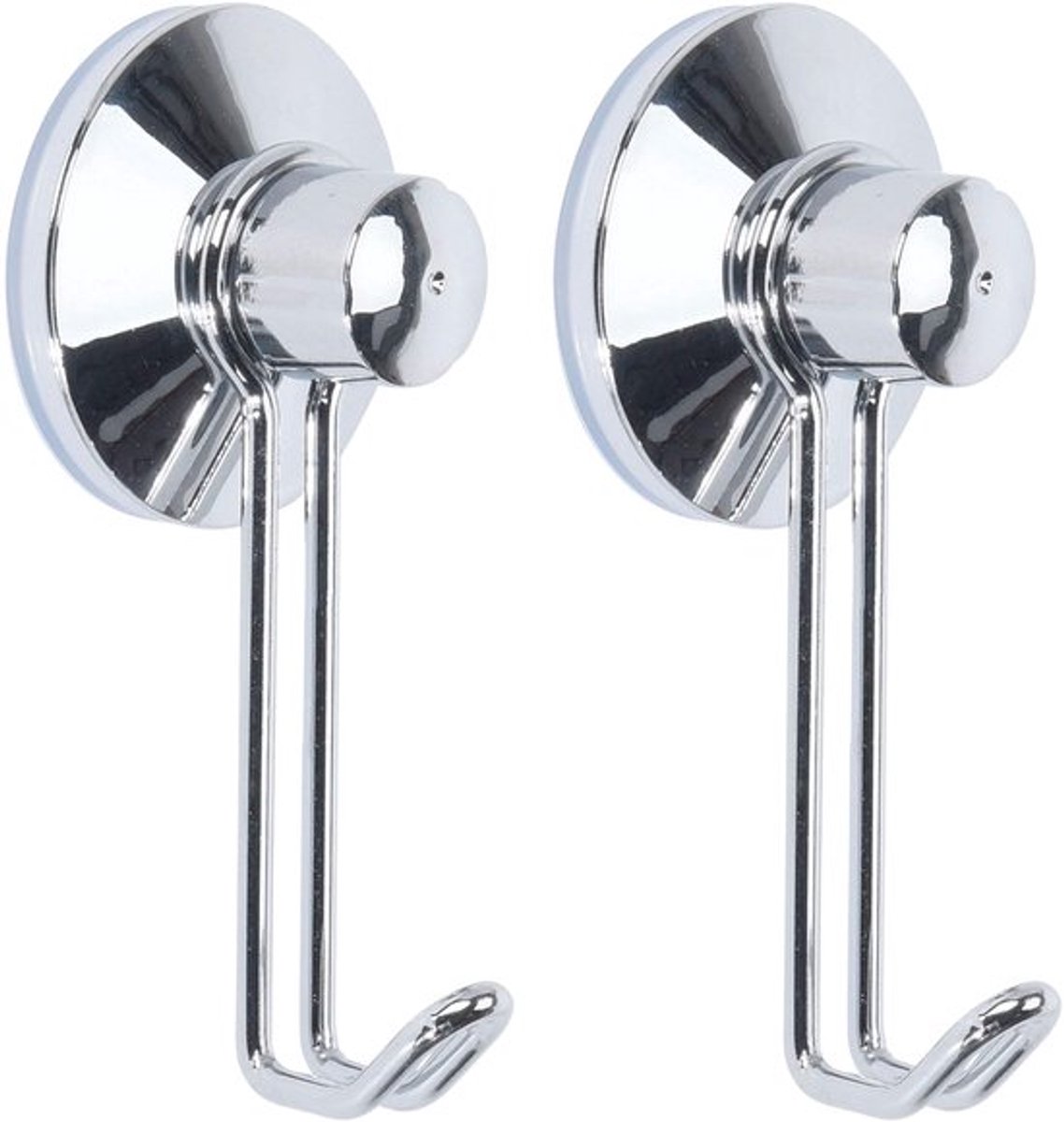 2 Stuks Chrome Vacuum Suction Cup Haakjes 10cm - Voor Badjas, Handdoek, Spons