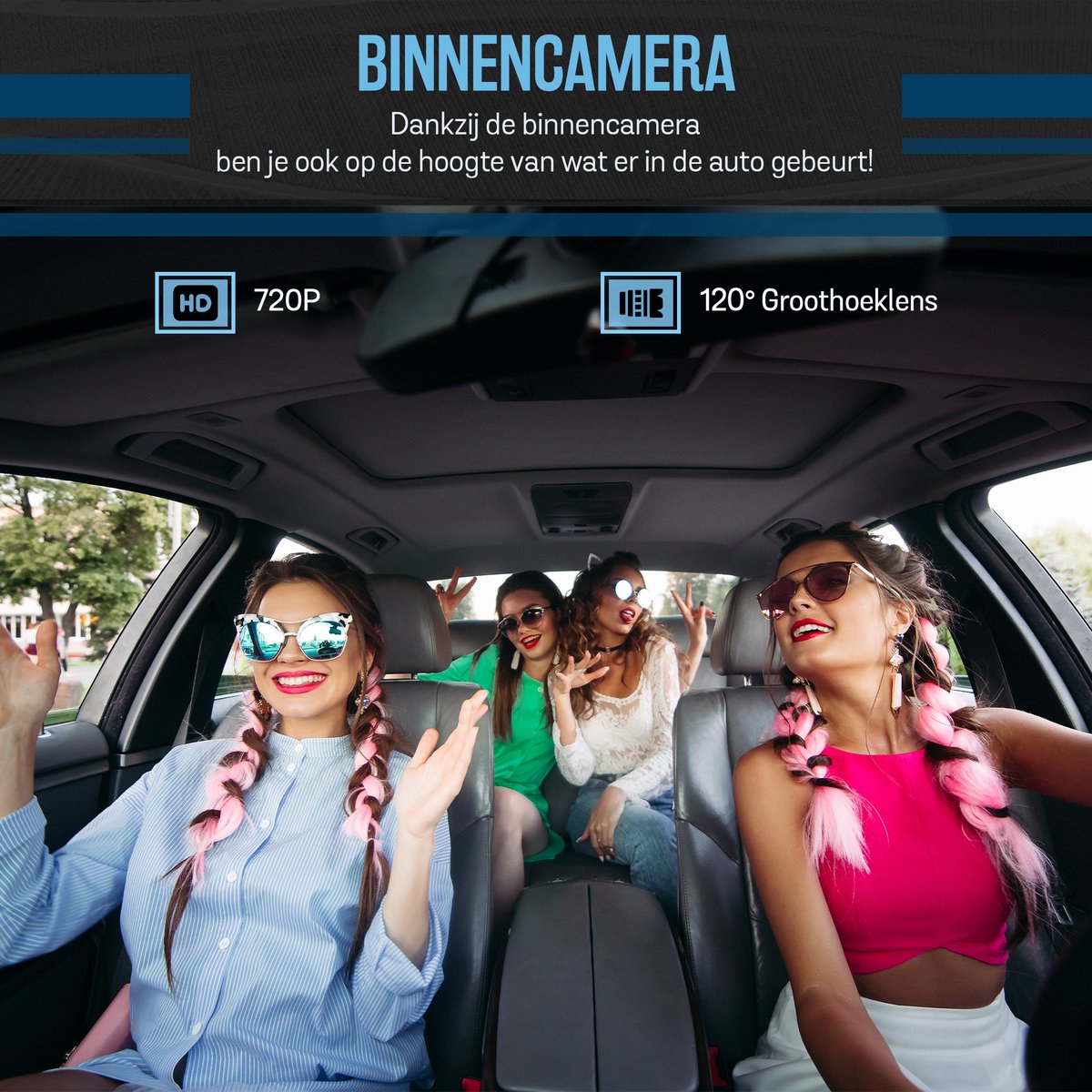 Tech Essentials A100 Dashcam - 1080P - Wifi - SD Kaart 64GB - Met Achteruitrijcamera - USB-C - Voor Auto Camera - Voor En Achter - Full HD - Parkeermodus - Nachtzicht thumbnail 5