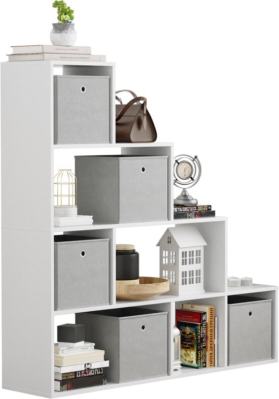 VDD - Vakkenkast - Vakken kast - Roomdivider - Trappenkast - Wit - 127,5x30x127,5cm