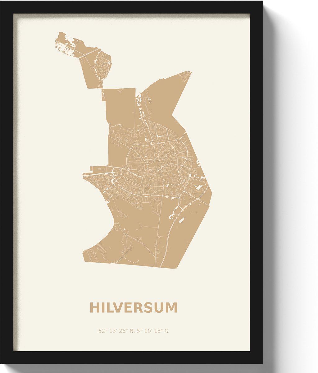 Poster Hilversum A2 - 42 x 59,4 cm - Beige (Exclusief Lijst)