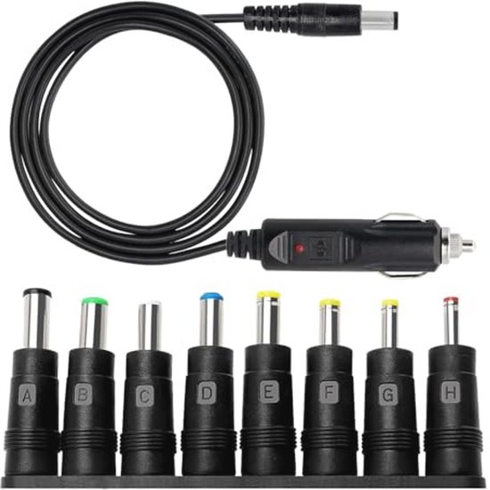 12V Sigarettenaanstekerkabel DC Stekker Met 8 Adapter Pluggen 1 M 12v-sigarettenaanstekerkabel-dc-stekker-met-8-adapter-pluggen-1-m