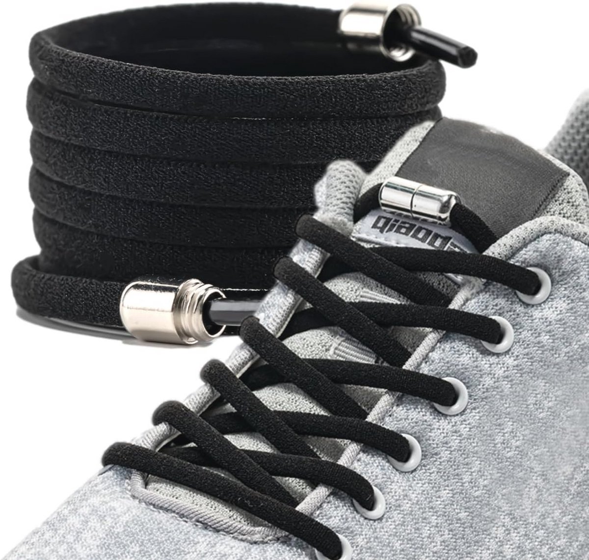 Premium elastische veters met metalen capsules - Set van 2 paar voor sneakers, loopschoenen en sportschoenen