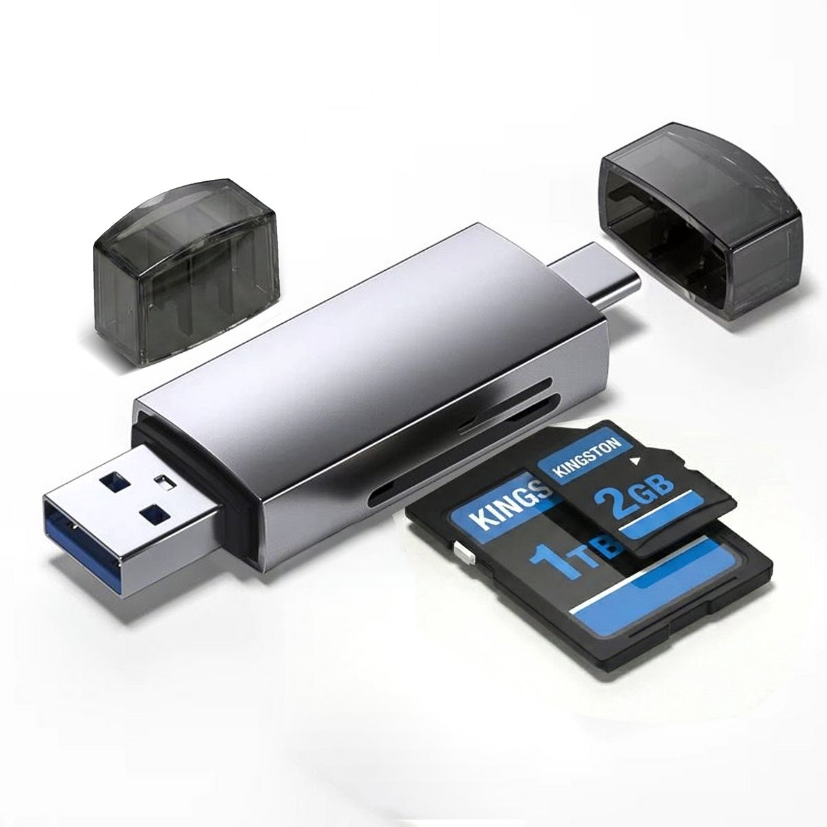 CRVFTED SD Kaart lezer USB C 3 in 1 - Universeel - Card reader USB 3.0 - Kaartlezer SD kaart - Geheugenkaartlezer - Geschikt voor Windows / Mac - Micro SD kaartlezer - USB kaartlezer - Aluminium