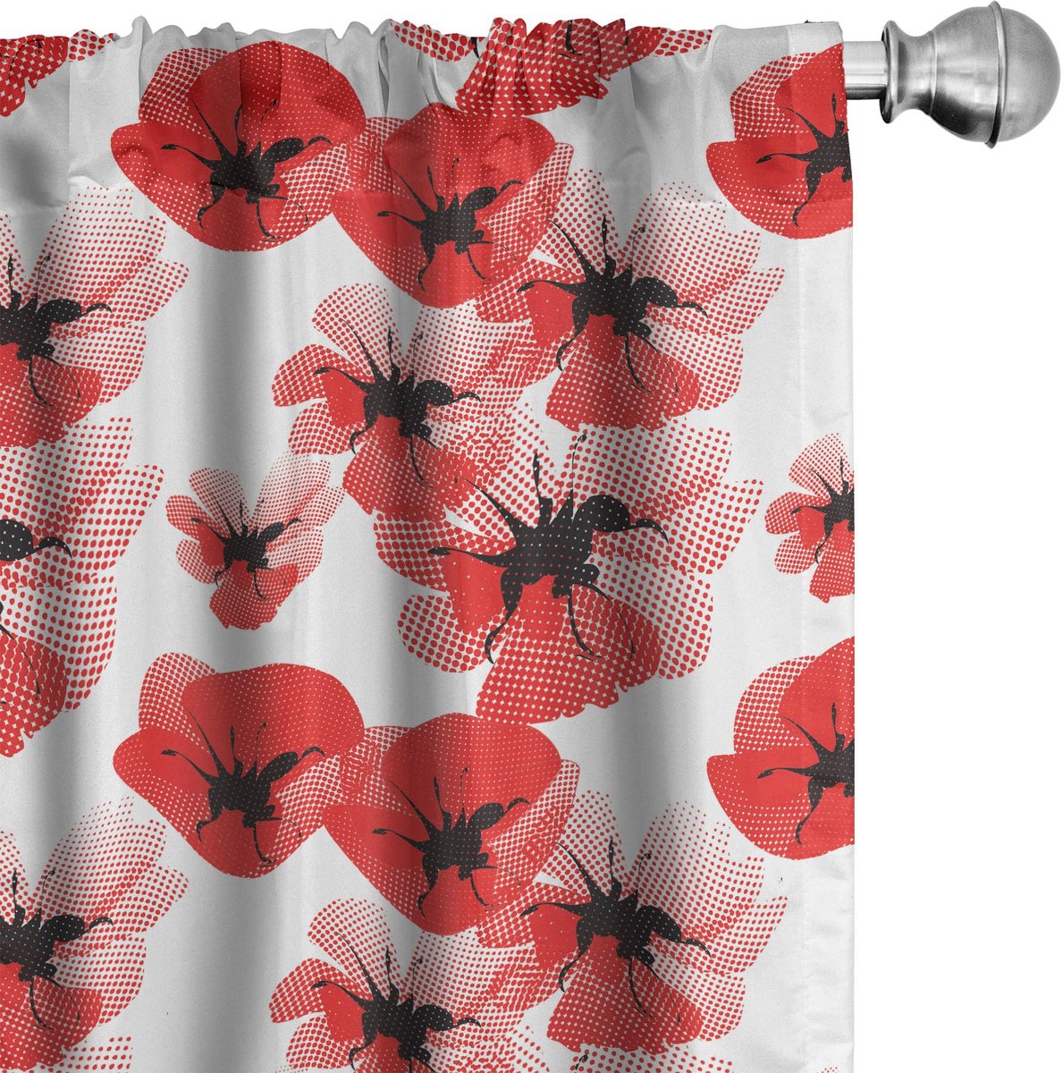 ABAKUHAUS Voorhang – Mohnbloemen 2x75x245 cm – Microvezel