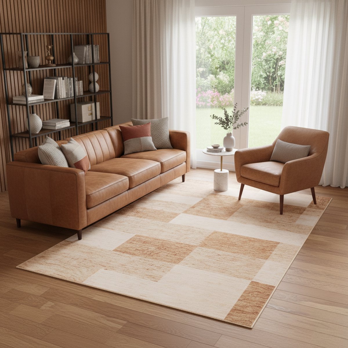 Tapiso Nora Vloerkleed Bruin Beige Geometrisch Modern Design Laagpolig Woonkamerkleed Slaapkamer Hal Antislip Vlekbestendig Easy Care Tapijt OEKO TEX - 200x300