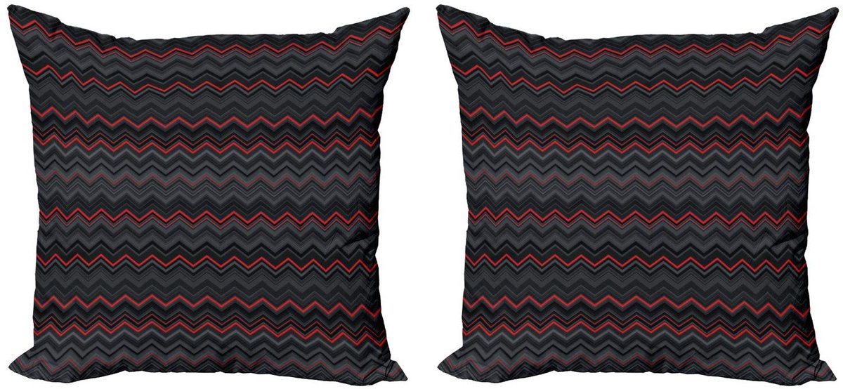 ABAKUHAUS Kussenhoezen Set – Chevron 2x40x40 cm – Dubbelzijdig Digitaaldruk – Microvezel Charcoal Grey Pale Grau
