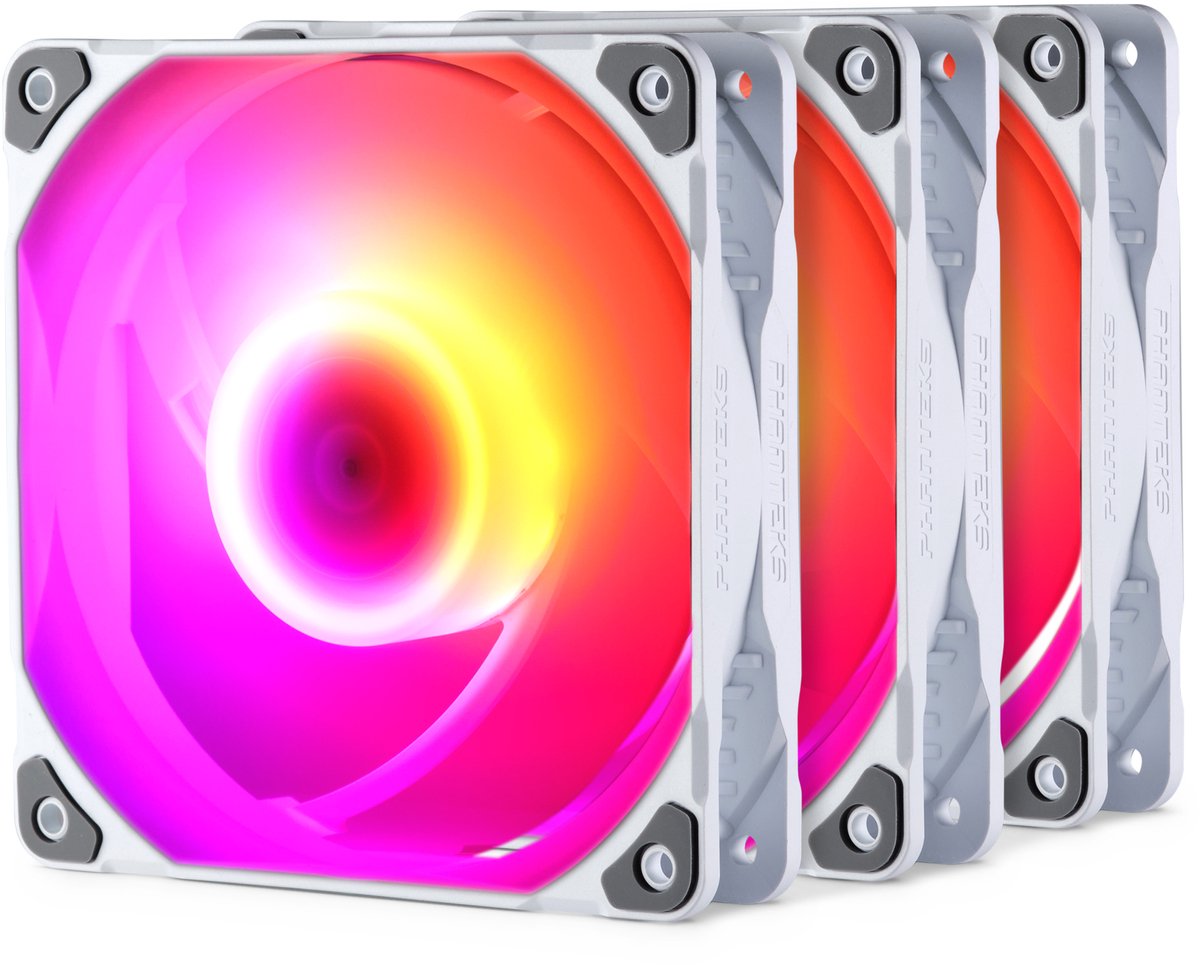 Phanteks M25-140 D-RGB fan, High-Airflow radiator performance, ARGB/DRGB lighting, Daisy-Chain cable, White ,3 Pack