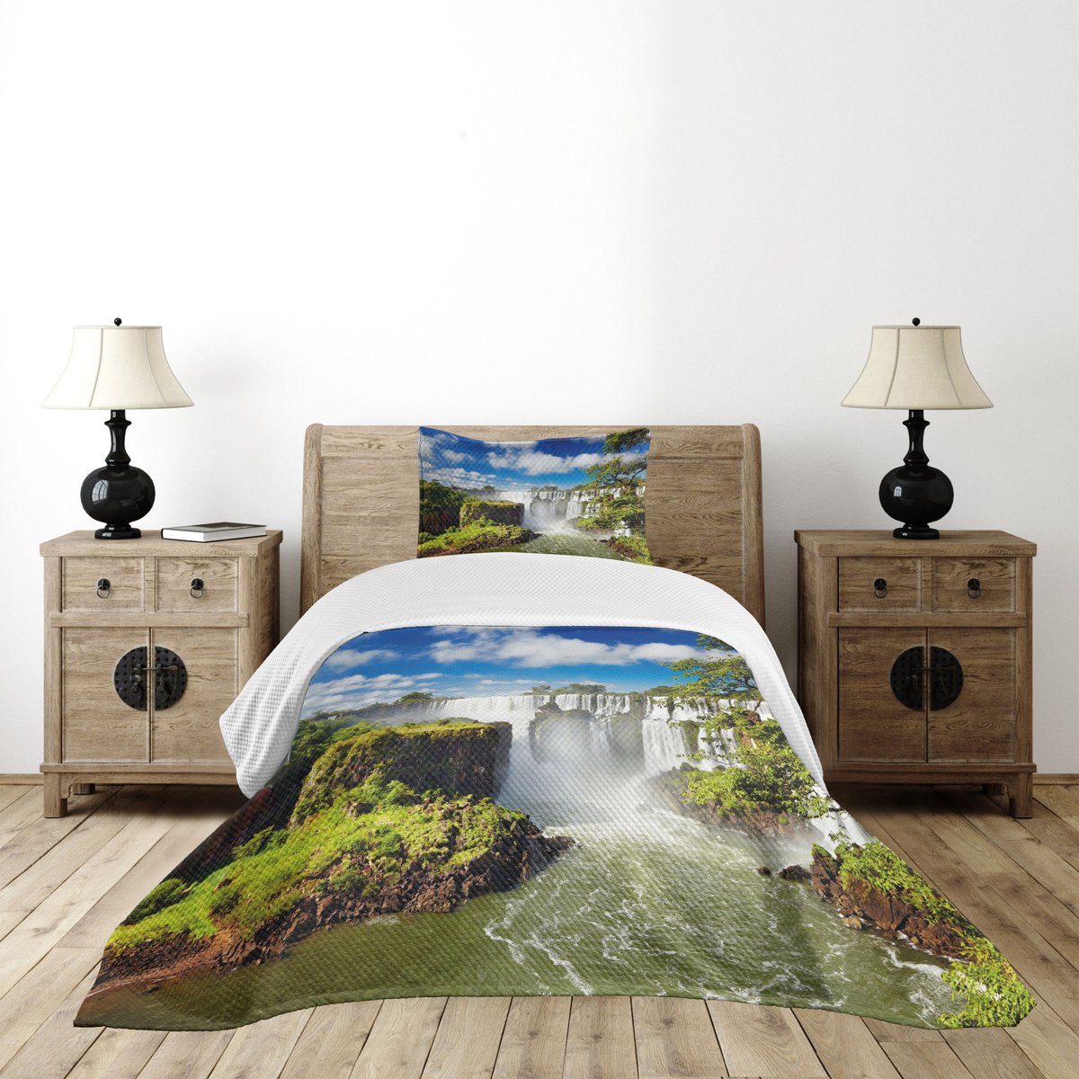 ABAKUHAUS Waterval bedspreien Set – Blauw-Groen, 170x220 cm, 2-delig