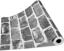 Peel And Stick Tapijt, 45cm x 10m Contactpapier Grijs Baksteen Waterdicht Self-Adhesief, Eenvoudig Te Reinigen & Toepassen Decoratief Vinyl Rol voor Slaapkamer, Keuken, Kantoor, Badkamer Of Bureau