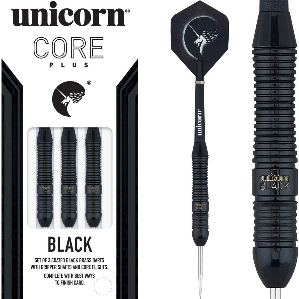 Unicorn Core Plus Black Brass - Dartpijlen