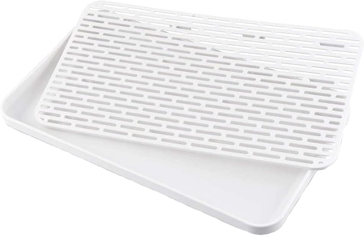 Afdruiprek 30 x 17,5 cm - Dubbellaags en Duurzaam Afdruipmat voor Keuken - Grijs/Wit