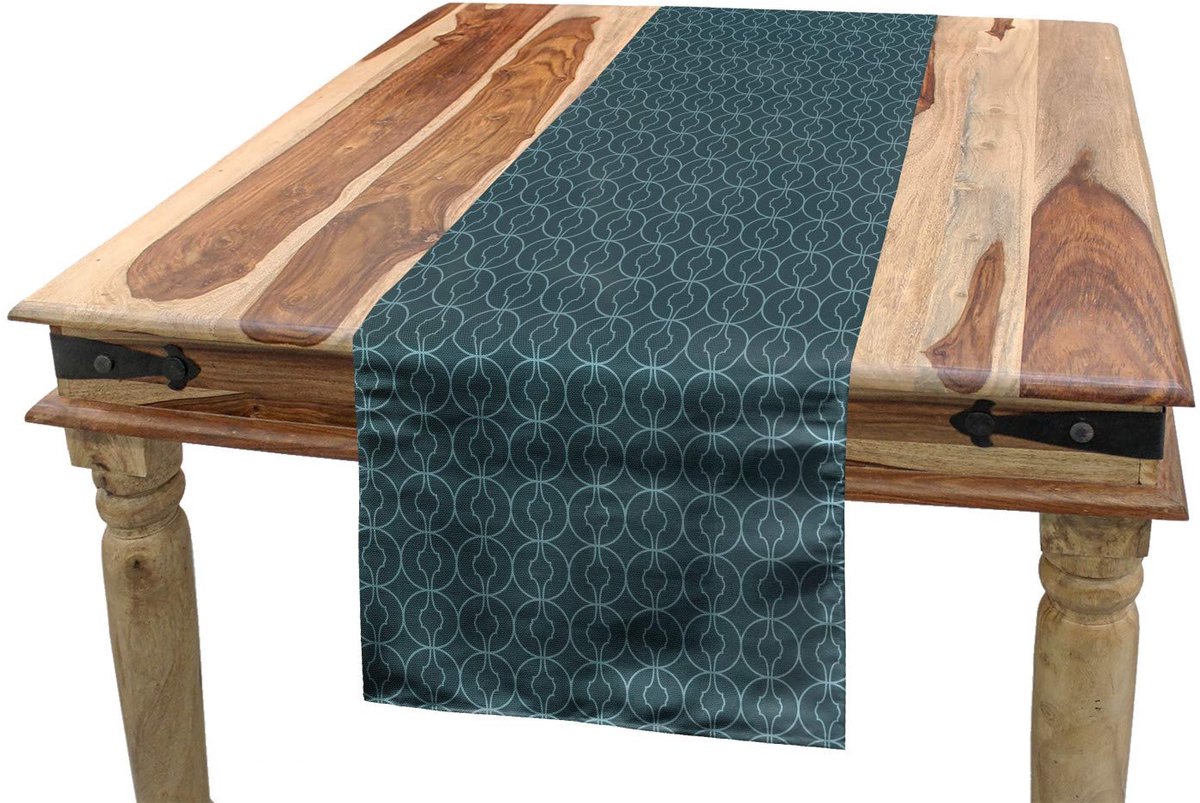 ABAKUHAUS Tafelloper – Blauw Marokkaans Motief – 40×180 cm