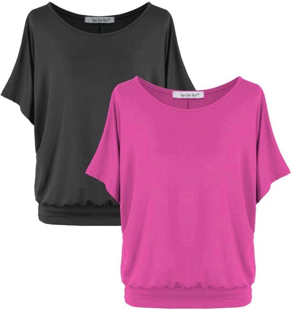 T-shirt tops korte mouwen dames - 2 stuks