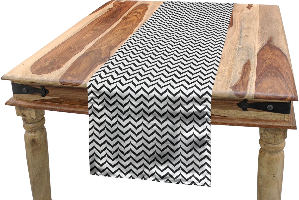 Abakuhaus tafelloper – 40x225 cm – grijs/wit, digitaal gedrukt