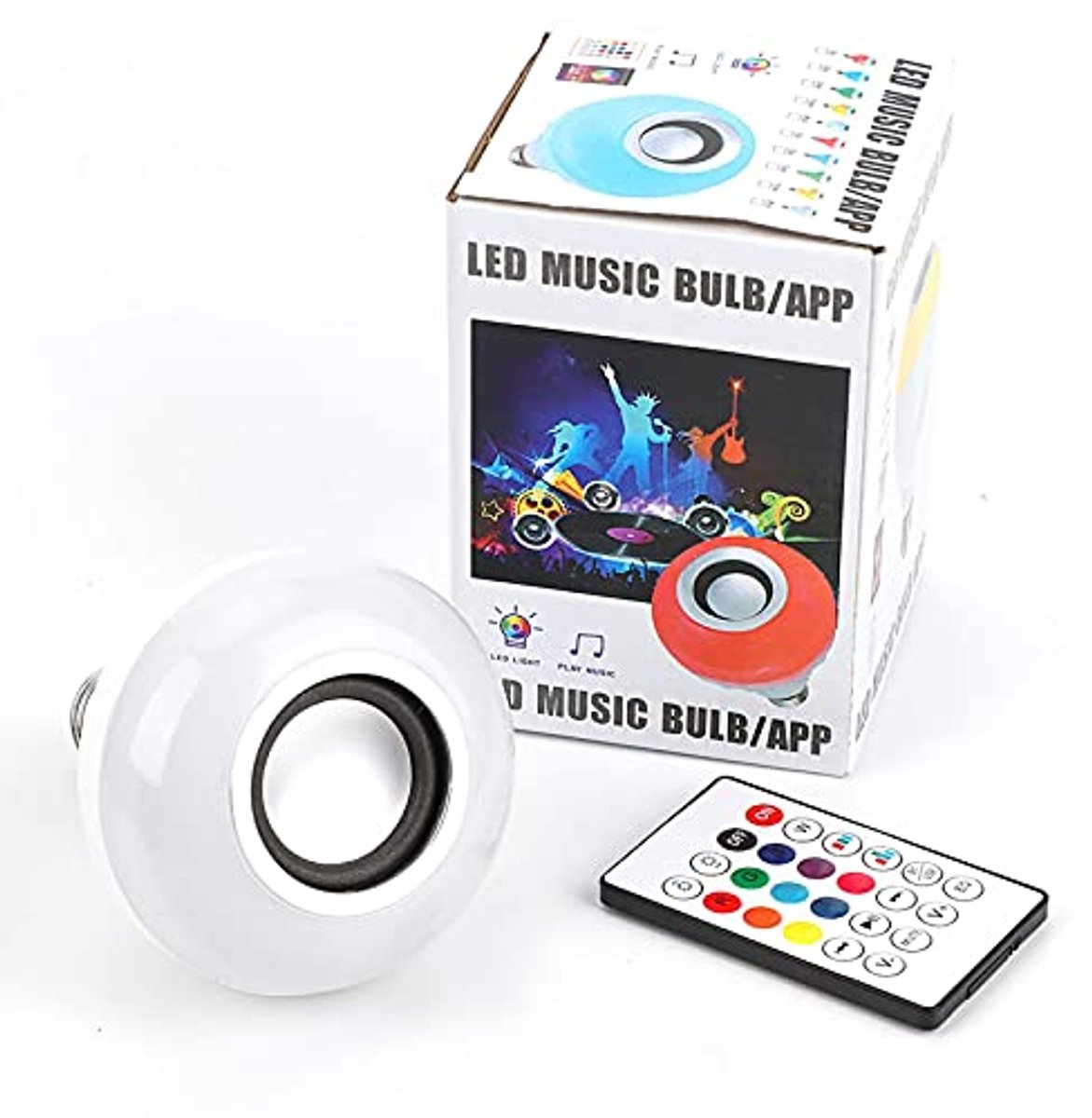 Smart Bulb Monopolys RGBW Bluetooths Muzieklamp 24-toetsen Afstandsbediening USB-kaart (zonder kaart) E26 / 27 100-240 V AC