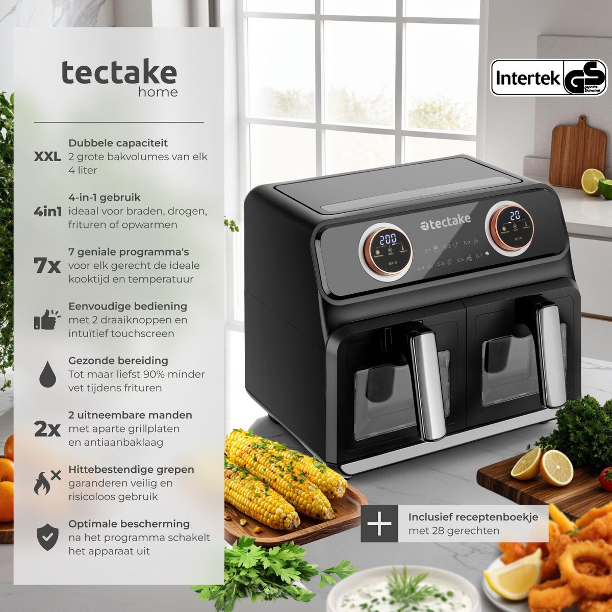 tectake® Samurai Airfryer XXL met 2 Lades - 8L Inhoud - afbeelding 2