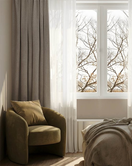 HOOMstyle Kant en klaar gordijn met ringen Luna - 100% Verduisterend - Geschikt voor gordijnroede - 140x268 - Taupe