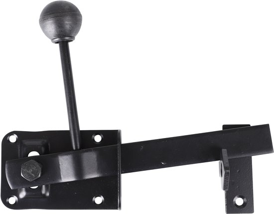 Zwarte Starx poortvergrendeling met hendel en scharnierende neus, 100 x 60 x 20 mm.