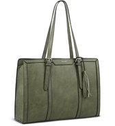 TAN.TOMI Dames Handtassen - Dames Tas Shopper met rits - Werktas - 15.6 inch Laptoptas - Schoudertas - Schooltas - Geschikt voor A4 - Donkergroen