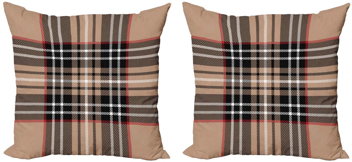 ABAKUHAUS kariert kussenhoesenset – 2x45x45 cm – dubbelzijdig bedrukt – rits