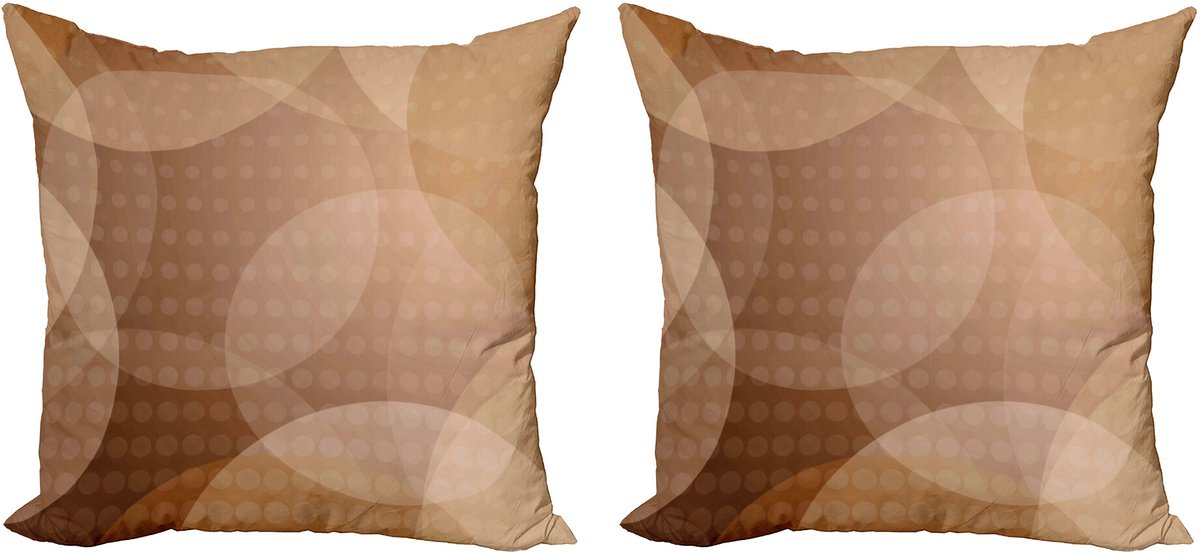 ABAKUHAUS Kussenhoes Set – 2x45x45 cm – Dubbelzijdig Print – Tan Bruin Wit