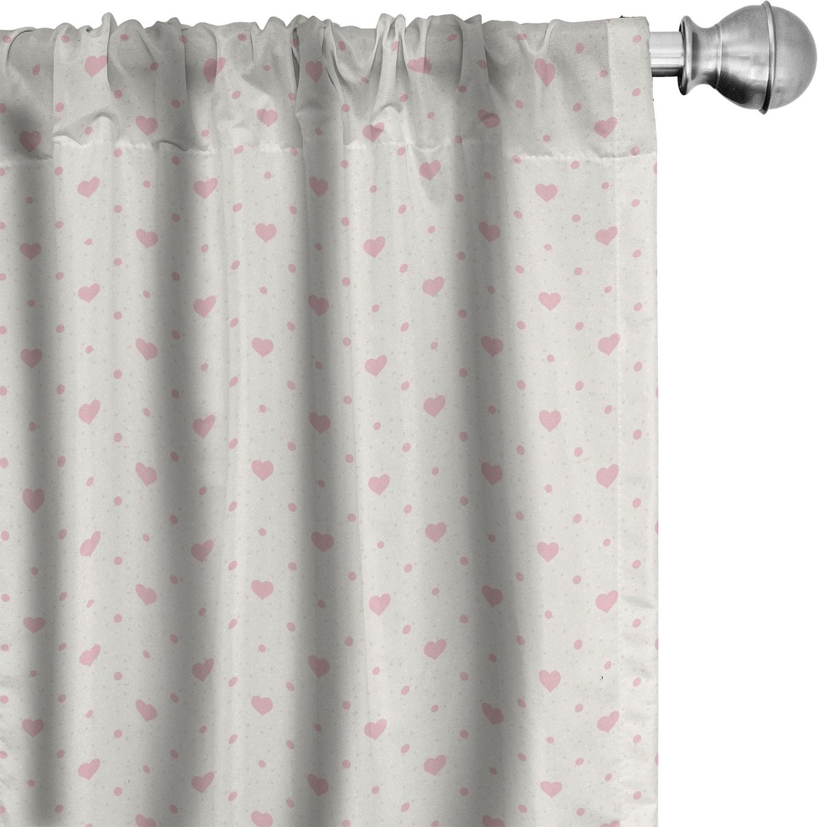 ABAKUHAUS Roze Stippen – Voorhangen – 2x75x245 cm – Microvezel Poeze Roze Eierschaalkleur